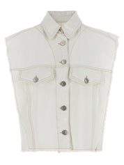 Isabel Marant Tyra Vest – White Denim Vest for Women