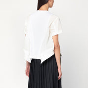 Sacai White Cotton & Nylon T‑Shirt — Elevated Everyday