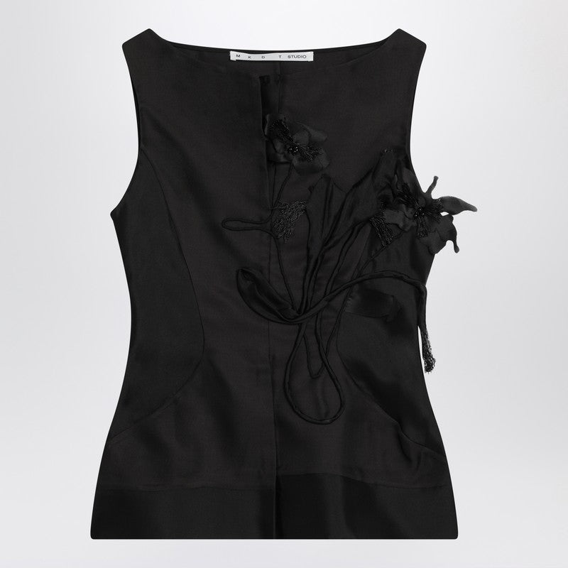 Top de seda y lana negro Tami del estudio MKDT Atelier