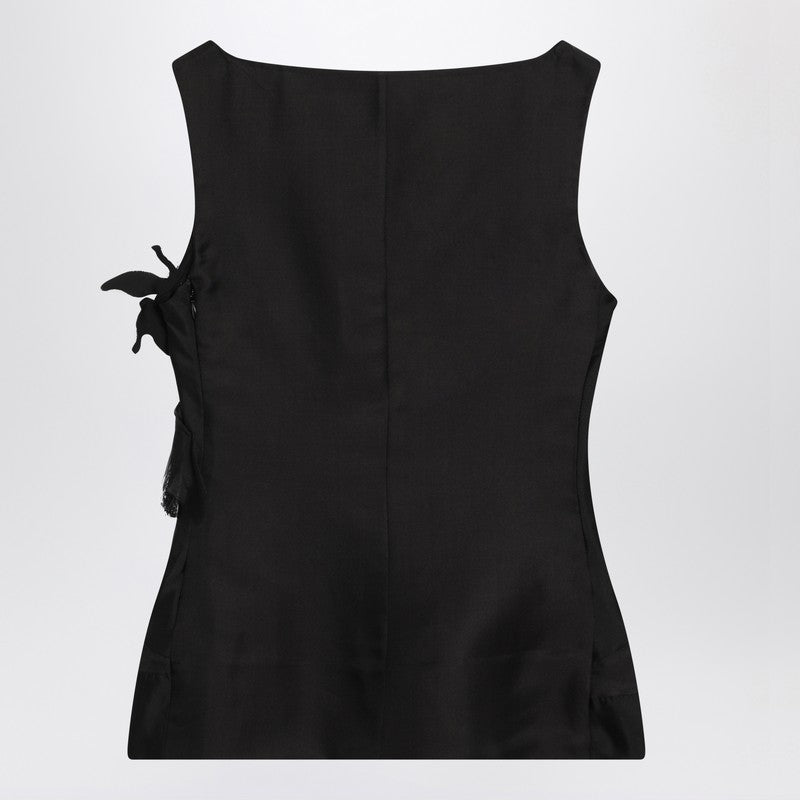 Top de seda y lana negro Tami del estudio MKDT Atelier