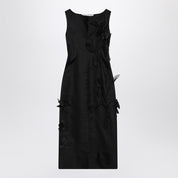 MKDT Studio Dove black silk and wool dress — Sleeveless midi