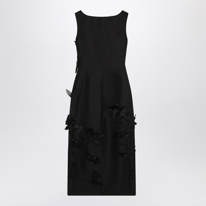 MKDT Studio Dove black silk and wool dress — Sleeveless midi
