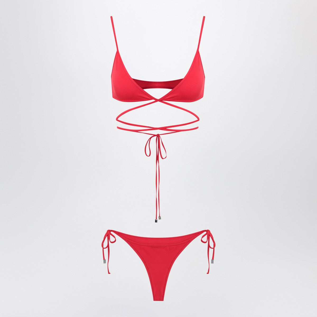 Red Triangle Two‑Piece Bikini — The Attico