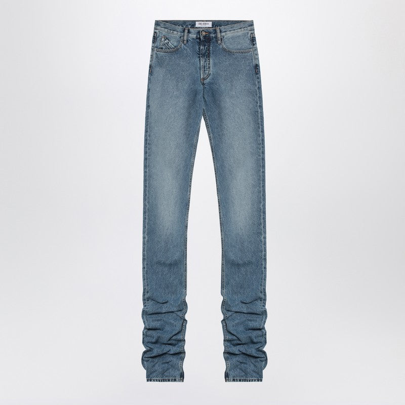 The Attico Sky blue jeans with long leg curled hem