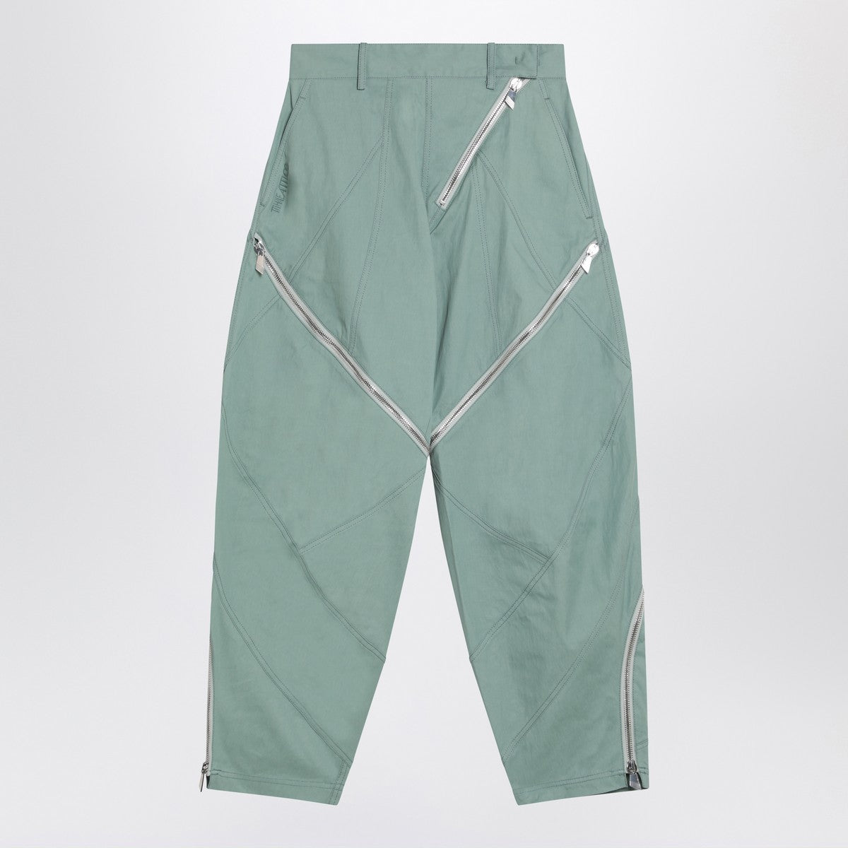 The Attico Sage green trousers with zip in cotton blend