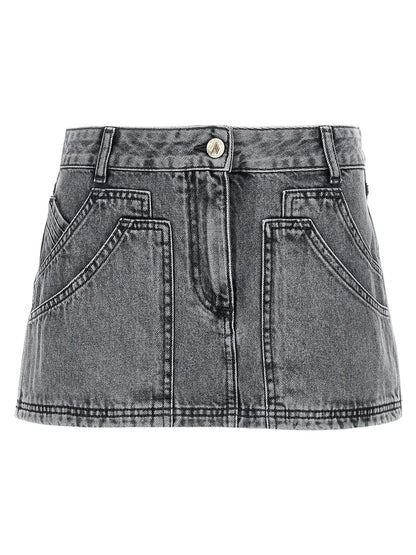 The Attico Multipocket Mini Skirt — Gray Denim Mini