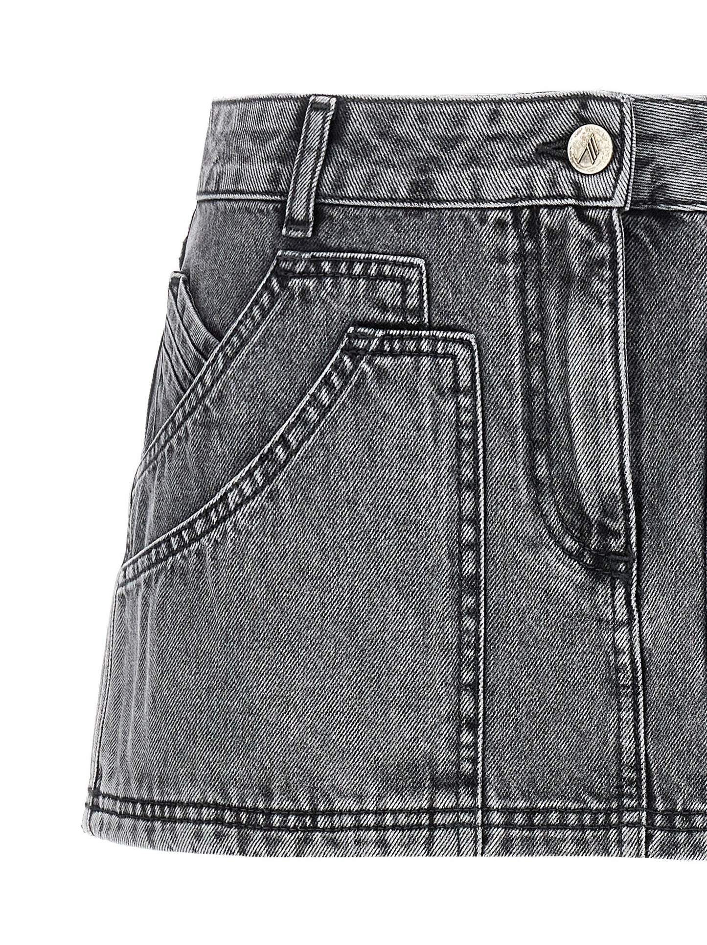 The Attico Multipocket Mini Skirt — Gray Denim Mini