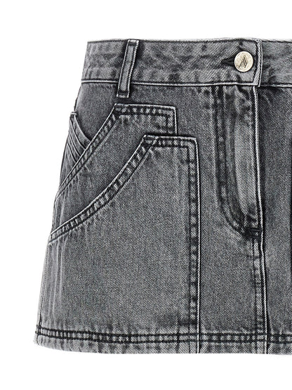 The Attico Multipocket Mini Skirt — Gray Denim Mini
