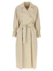 Max Mara Ronco Trench Coat — Beige Linen Trench (Women)
