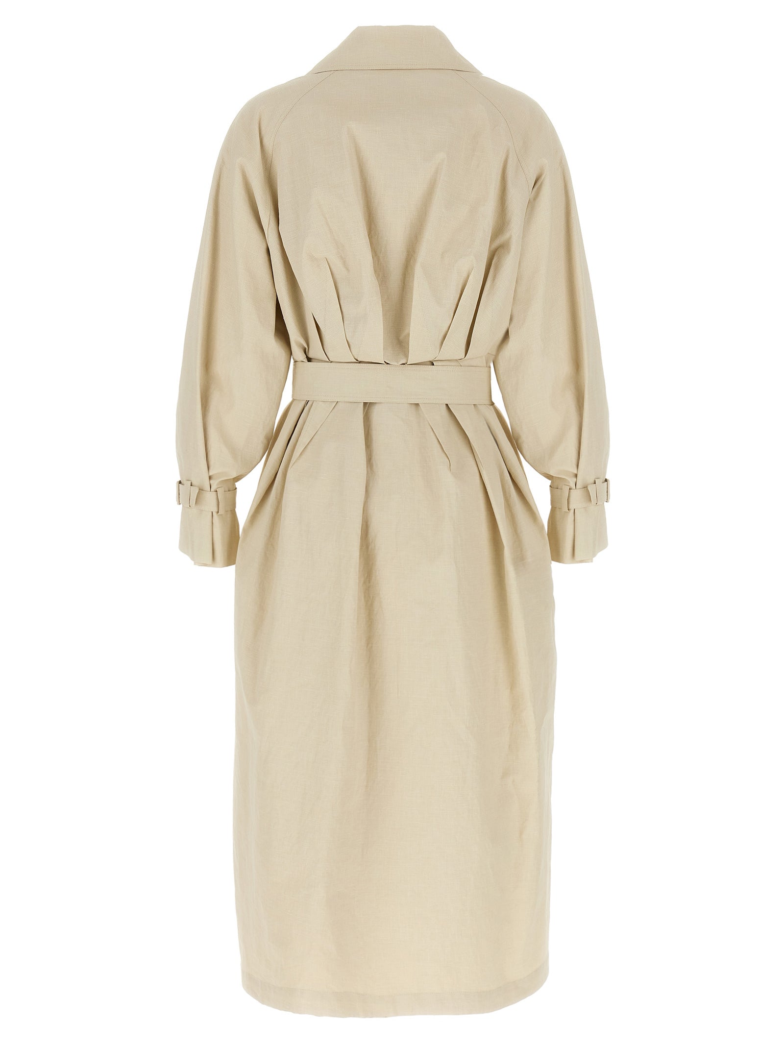 Max Mara Ronco Trench Coat — Beige Linen Trench (Women)