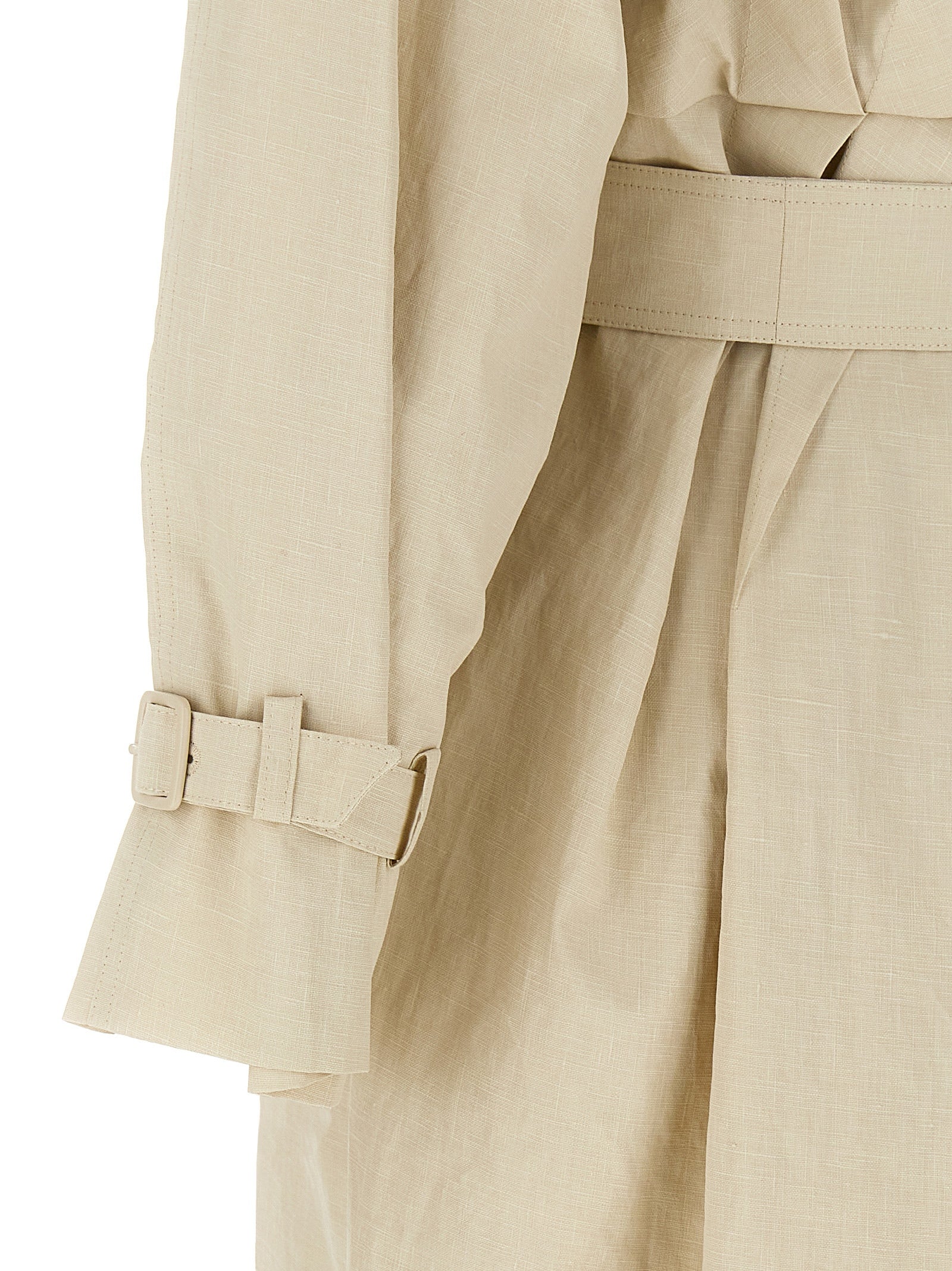 Max Mara Ronco Trench Coat — Beige Linen Trench (Women)