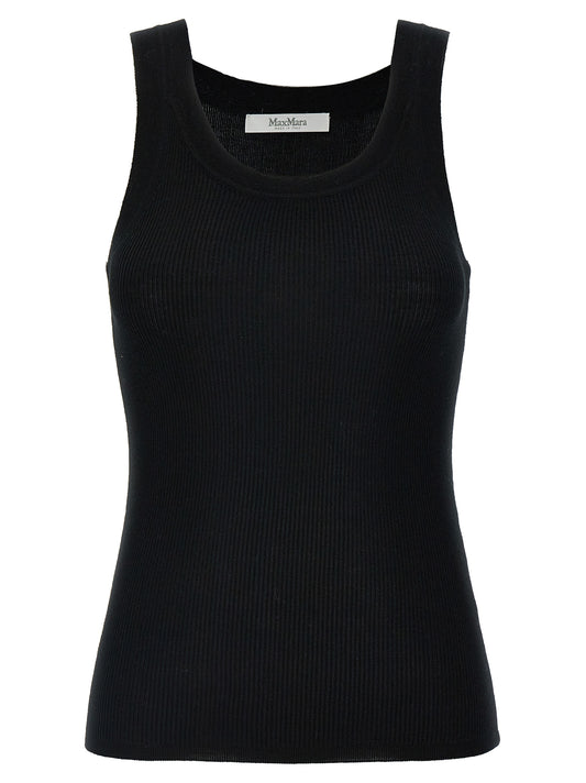 Max Mara Eliadi Top — Black Ribbed Wool Top