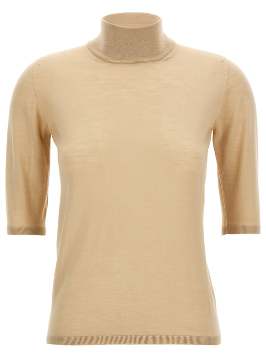 Max Mara Cecina Turtleneck Sweater — Beige Knitwear