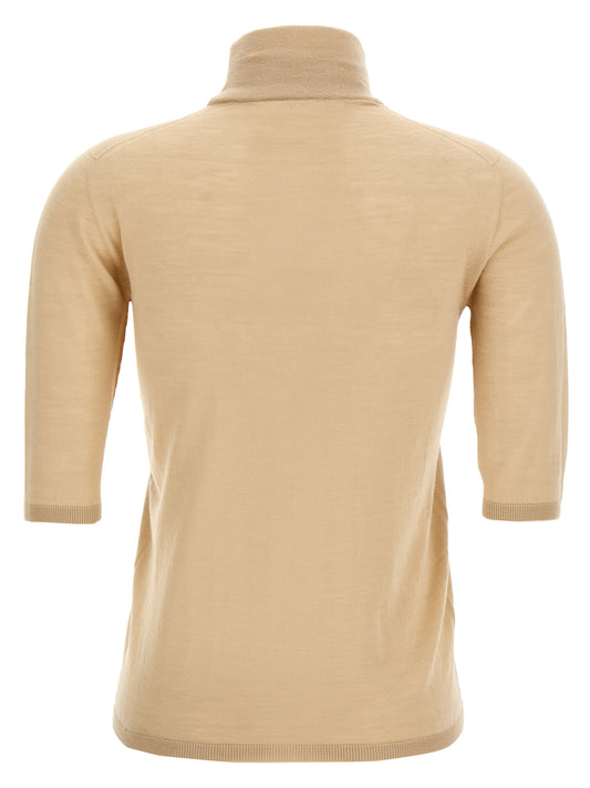 Max Mara Cecina Turtleneck Sweater — Beige Knitwear