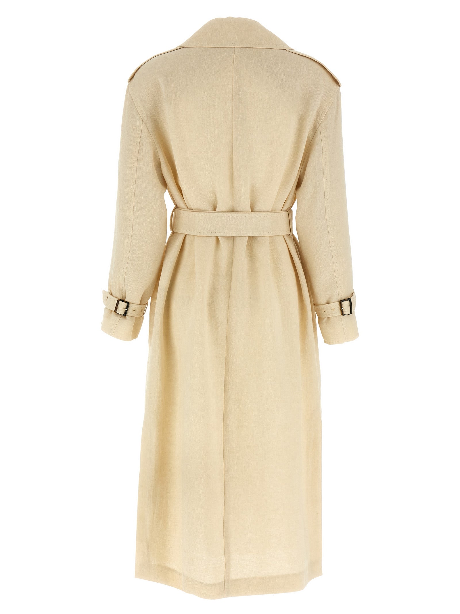 Max Mara Studio Vieste Trench Coat — Beige Wrap Coat