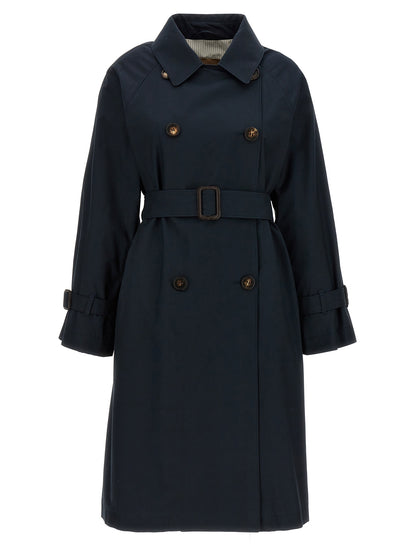 Max Mara The Cube Trench Coat — Blue Cotton Blend (Women)