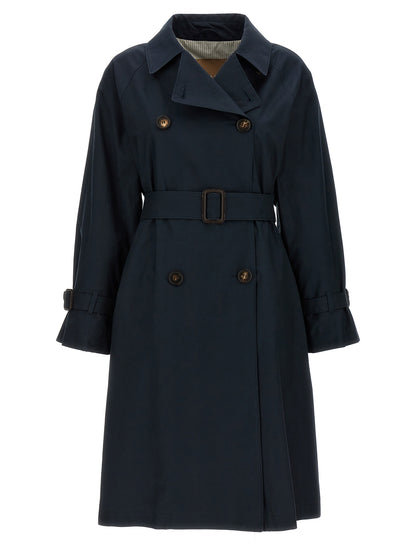 Max Mara The Cube Trench Coat — Blue Cotton Blend (Women)