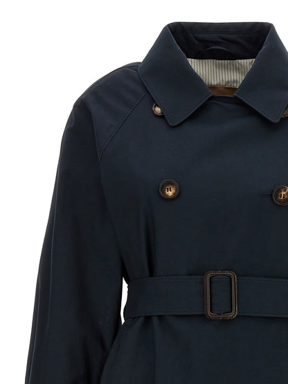 Max Mara The Cube Trench Coat — Blue Cotton Blend (Women)