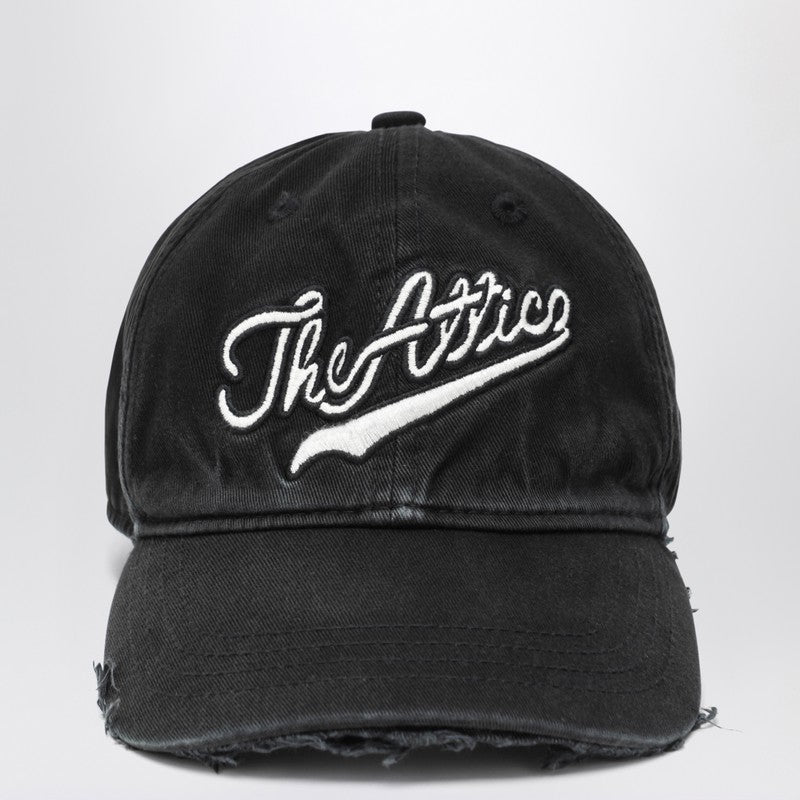 The Attico Vintage-effect black baseball cap in cotton
