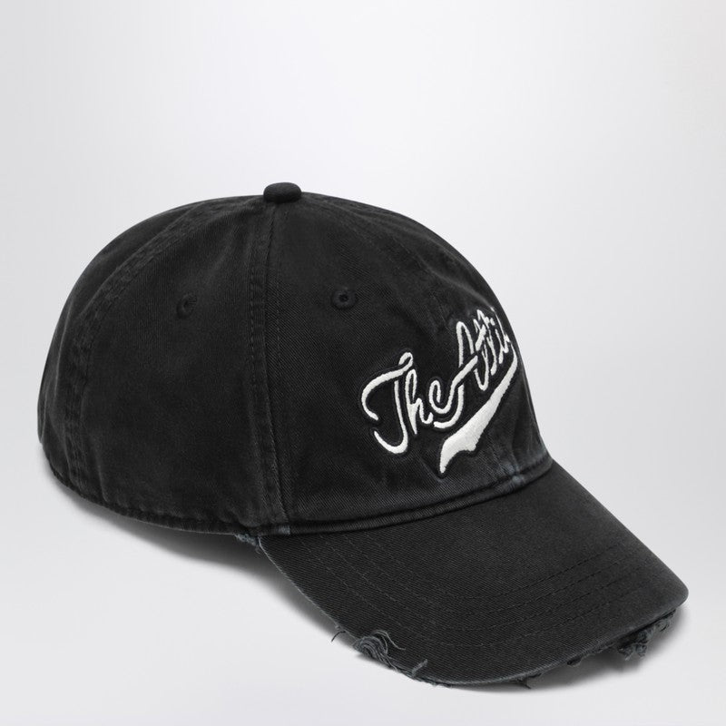 The Attico Vintage-effect black baseball cap in cotton