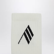 The Attico socks — milk/black logo cotton rib