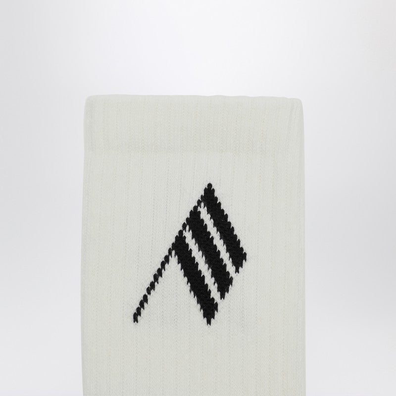 The Attico socks — milk/black logo cotton rib