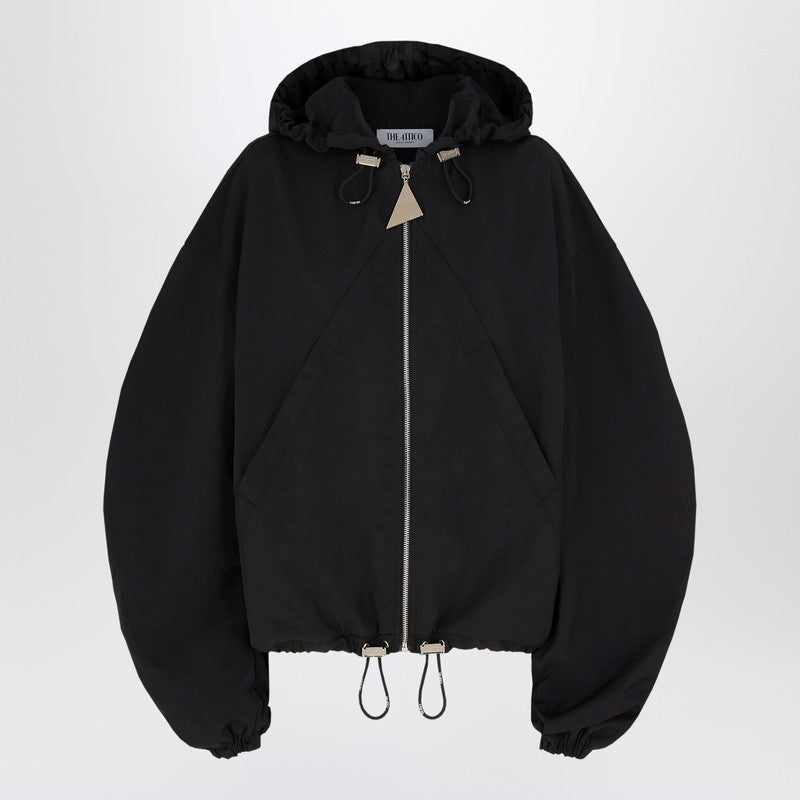 The Attico Black hooded bomber jacket