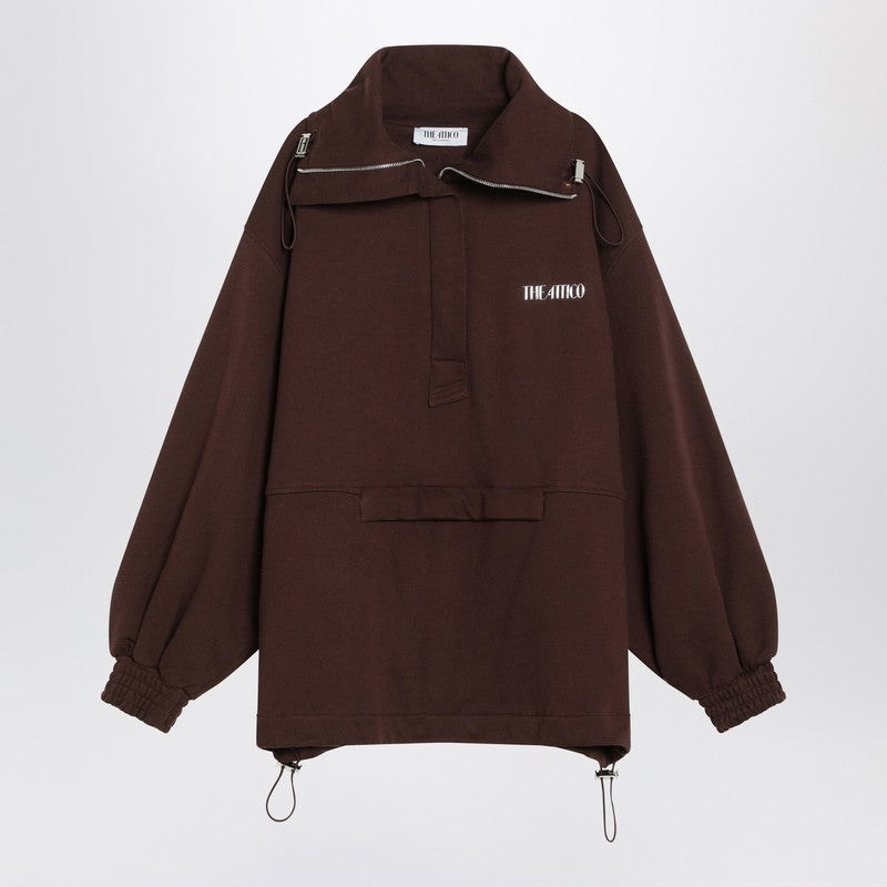Brown cotton sweatshirt with logo — The Attico