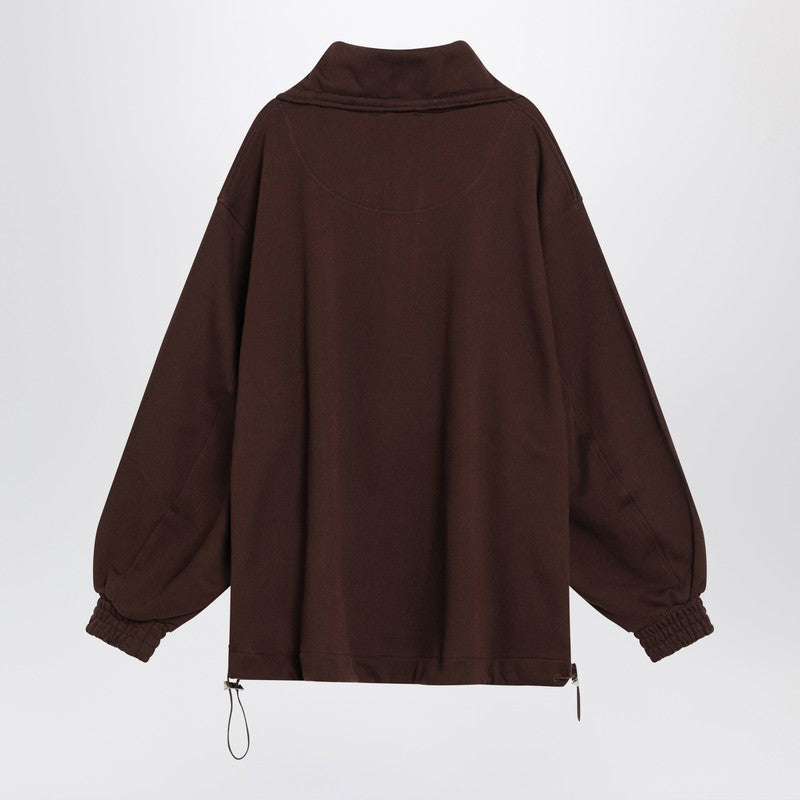 Brown cotton sweatshirt with logo — The Attico