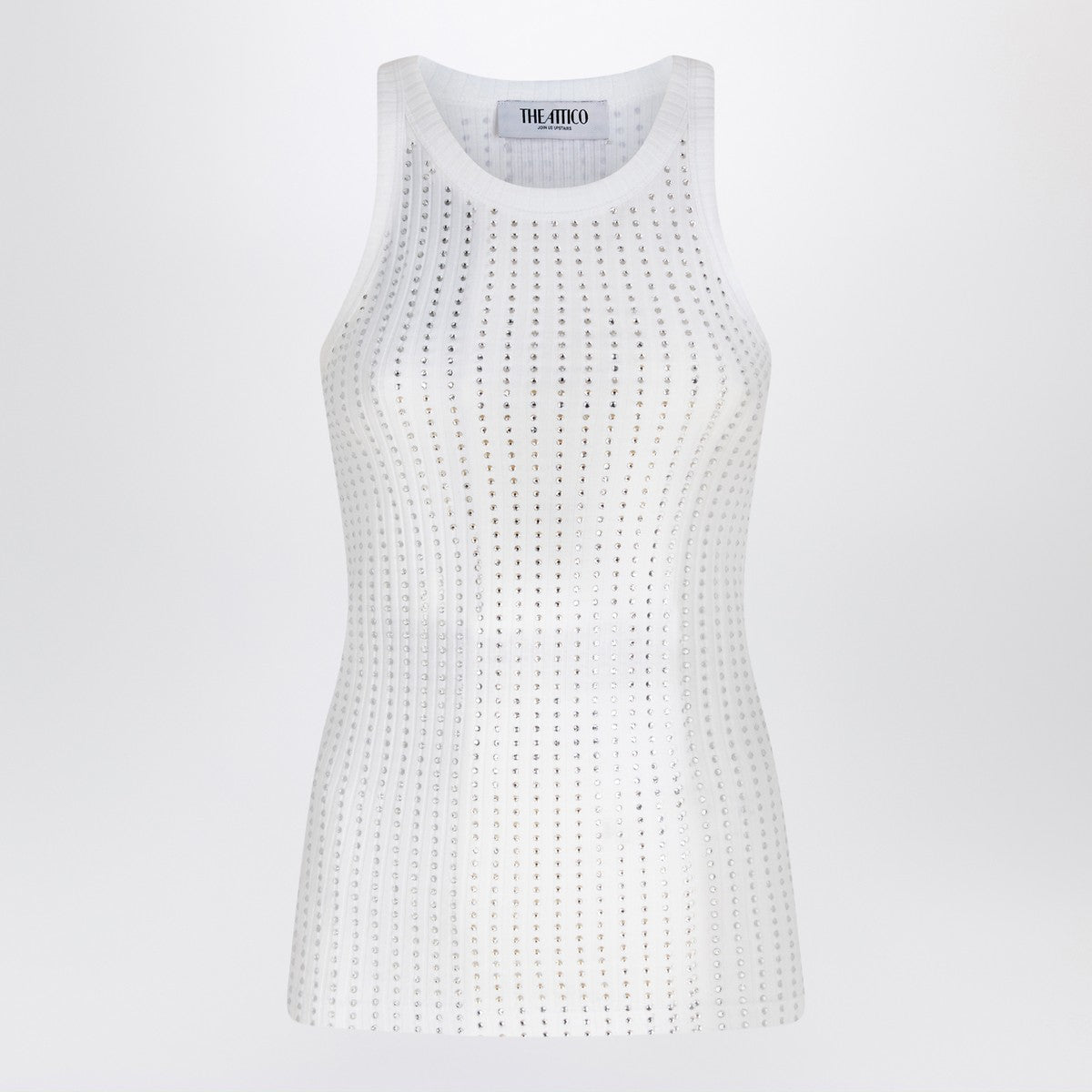 White rhinestone tank top — The Attico