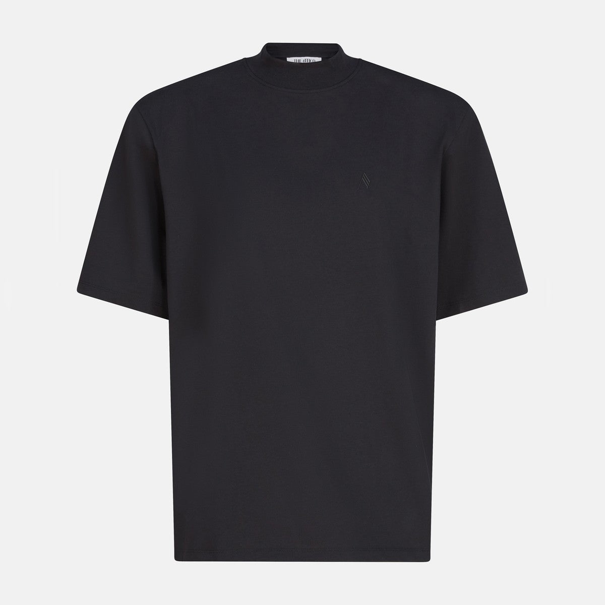 The Attico Black Cotton T‑Shirt — Ribbed Crew, Clean Logo