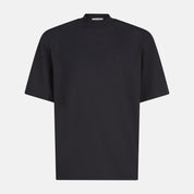 The Attico Black Cotton T‑Shirt — Ribbed Crew, Clean Logo