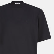 The Attico Black Cotton T‑Shirt — Ribbed Crew, Clean Logo