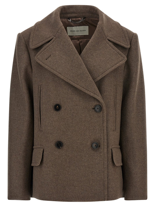 Dries Van Noten Vafel Coat — Women's Wool Wrap Coat