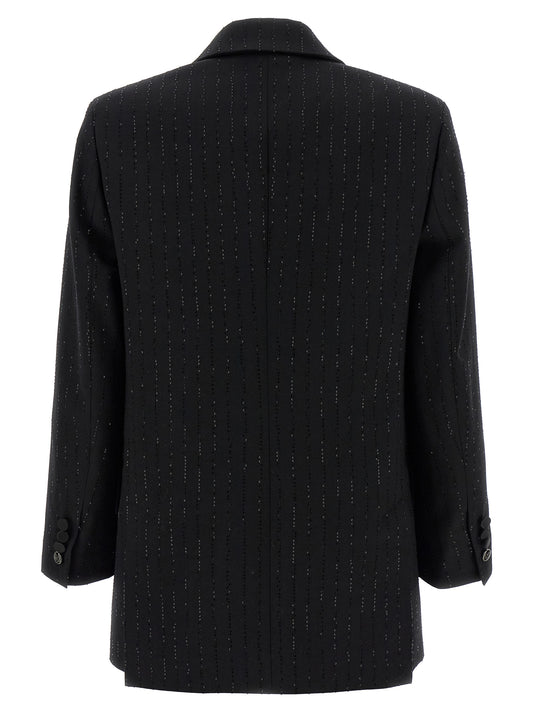 Max Mara Appia Blazer Jacket — Black Wool Sequins