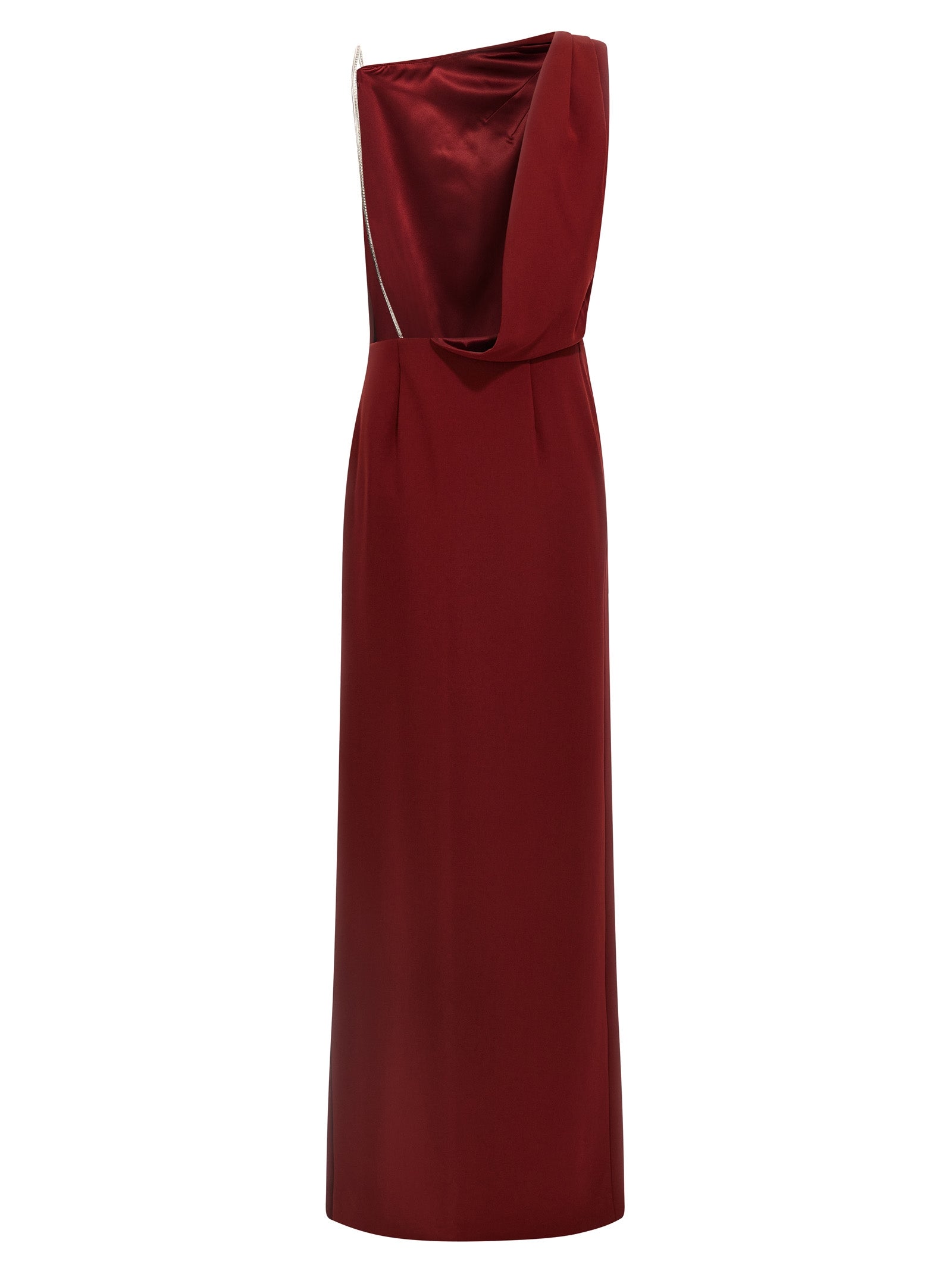 Max Mara Pentola Dress — Bordeaux Asymmetrical Gown