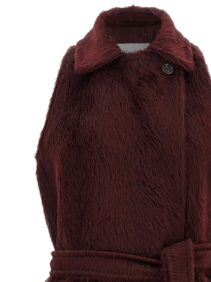Max Mara Abbozzi1234 Coat — Women's Bordeaux Wrap Coat