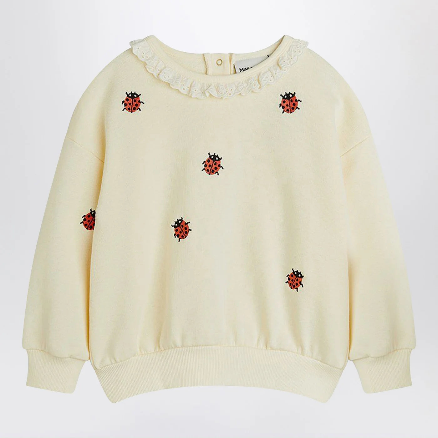 Mini Rodini Ivory sweatshirt with embroidered ladybugs