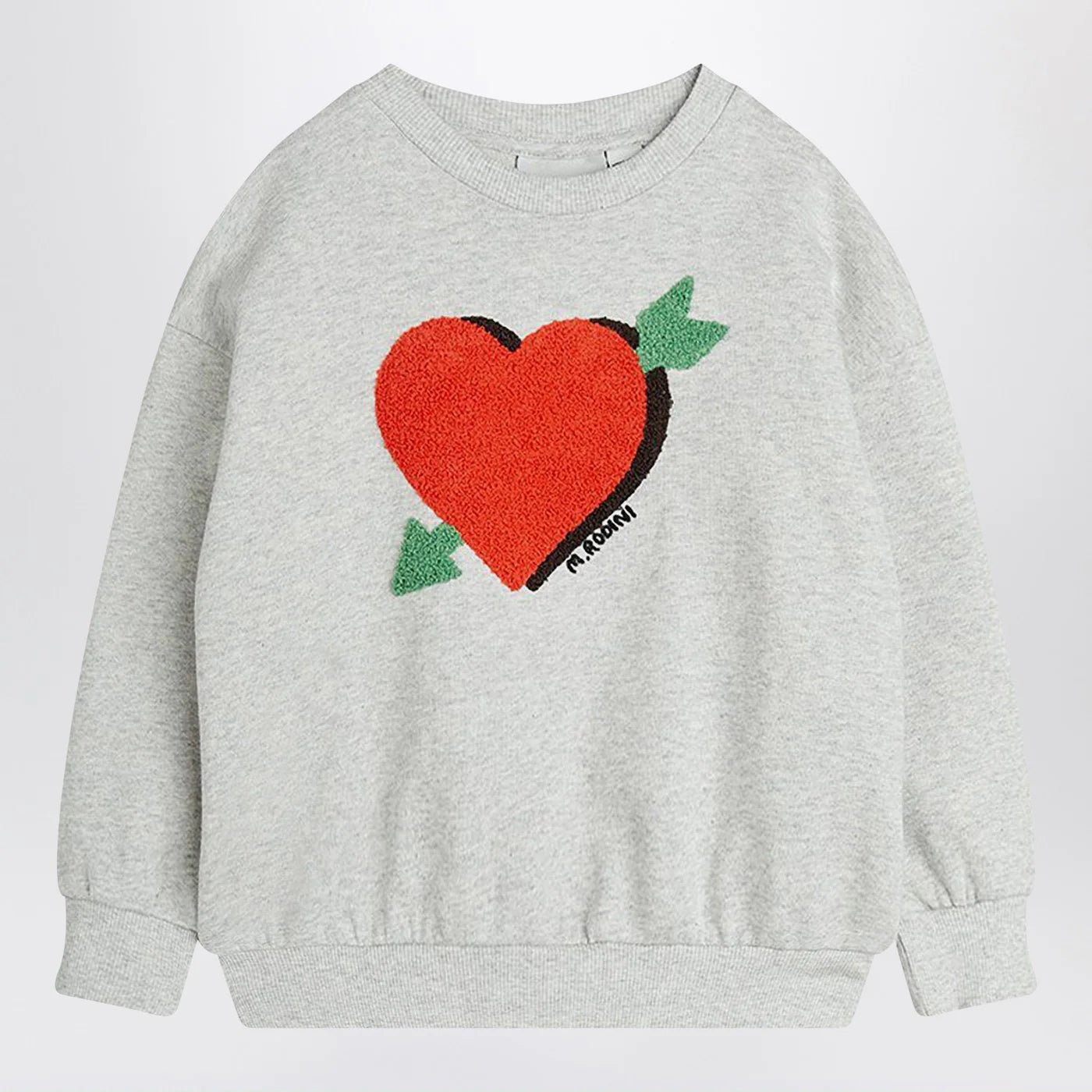 Mini Rodini Gray sweatshirt with heart and arrow in velour