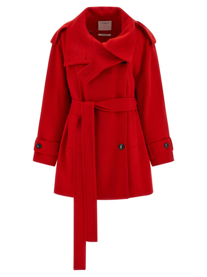 Sportmax Bouquet1234 Trench Coat — Red Wool Coat