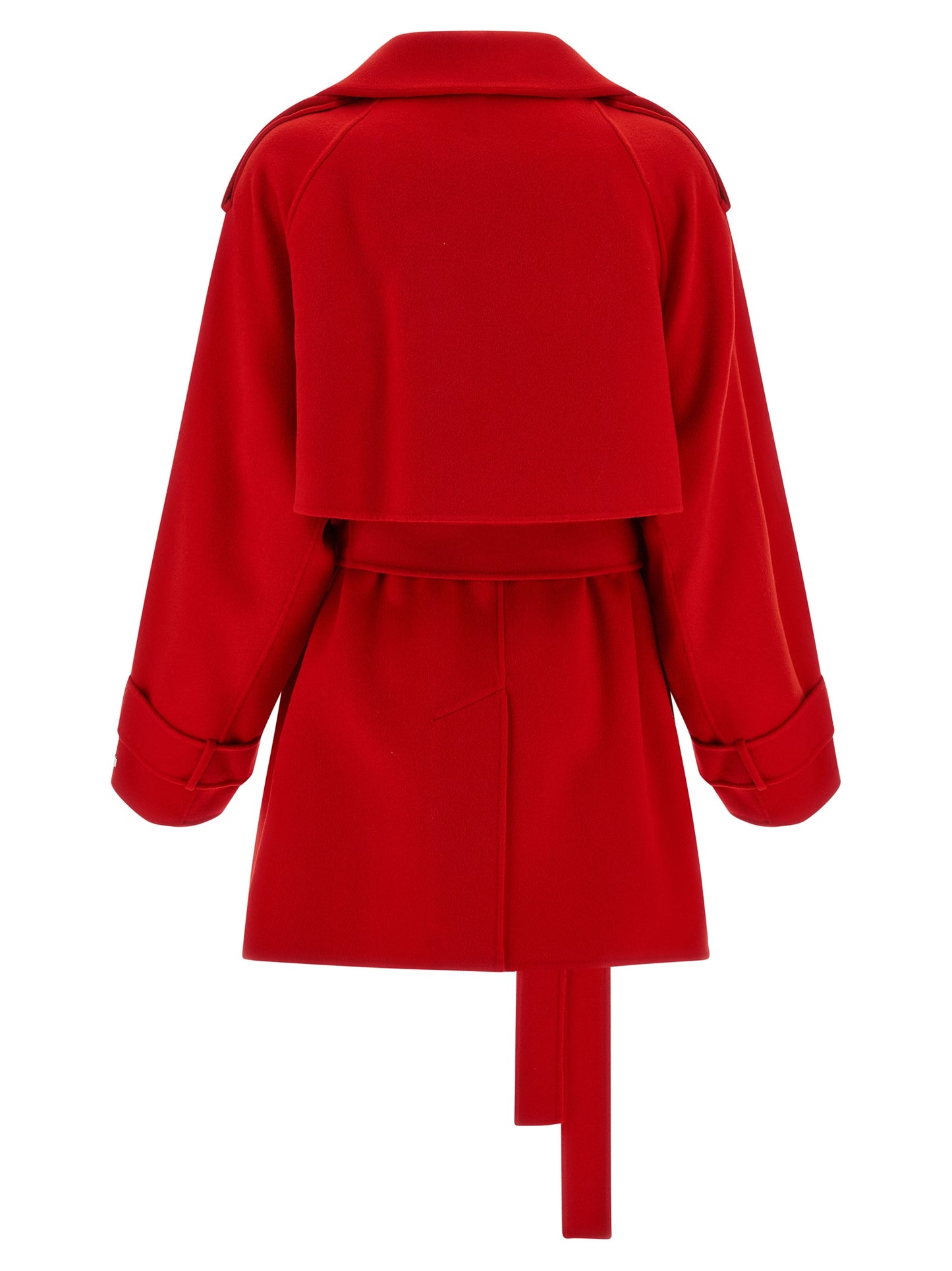 Sportmax Bouquet1234 Trench Coat — Red Wool Coat