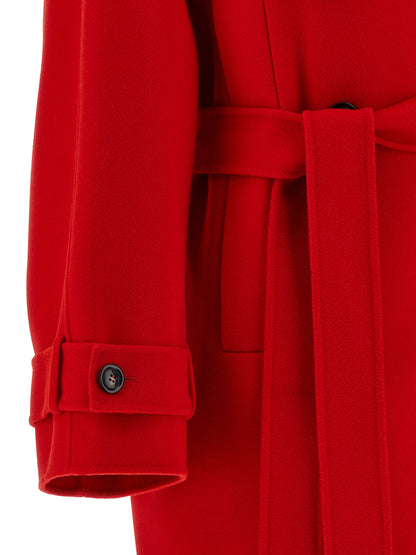 Sportmax Bouquet1234 Trench Coat — Red Wool Coat