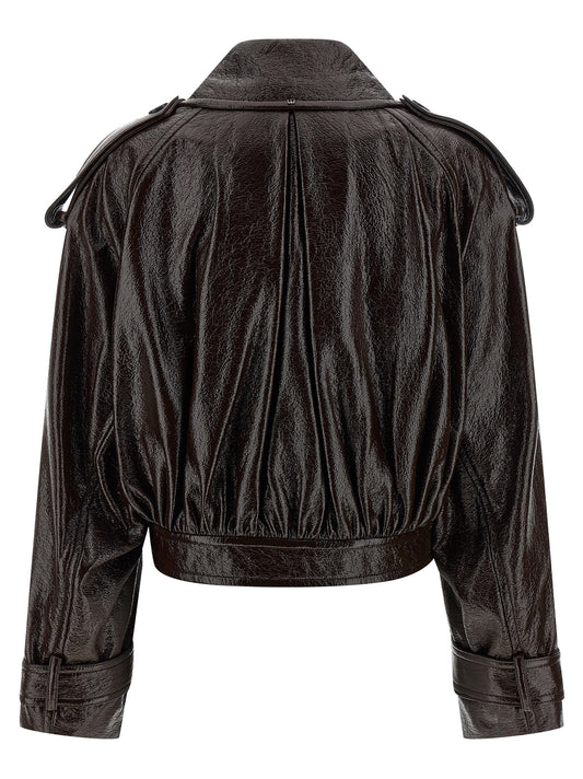 Sportmax Beta1234 Trench Coat — Glossy Brown Oversized