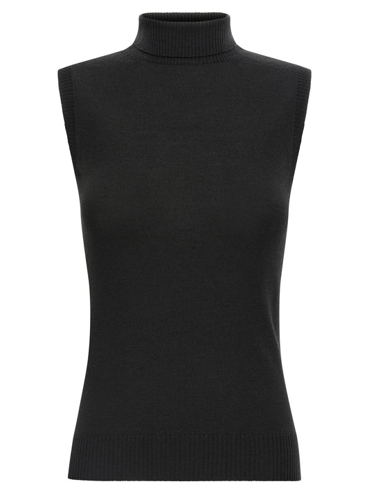 Sportmax Vertigo Wolf Knitwear — Black Sleeveless Sweater