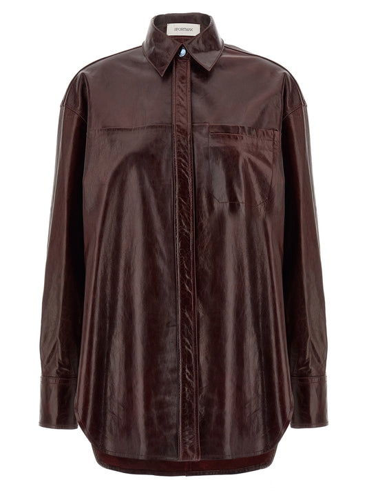Sportmax Borel Shirt — Bordeaux Leather Shirt (Women)
