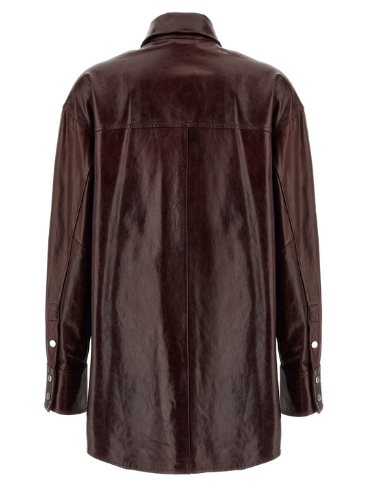 Sportmax Borel Shirt — Bordeaux Leather Shirt (Women)