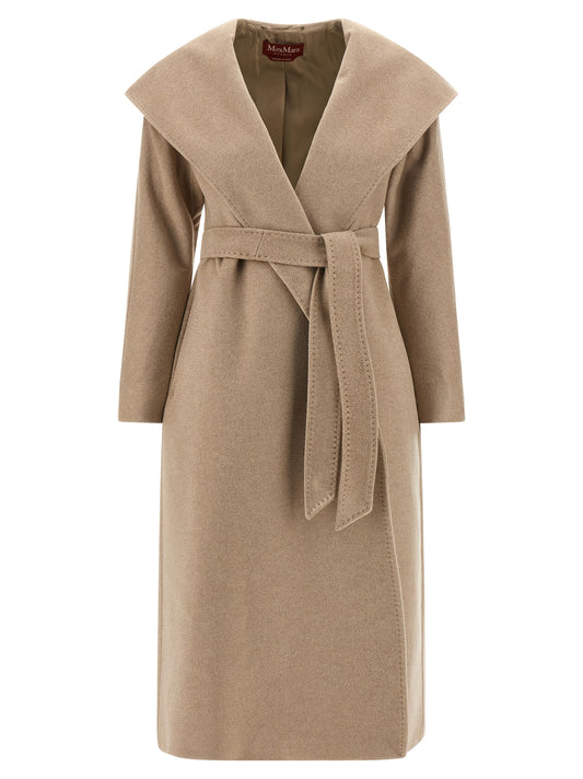 Max Mara Studio Danton Coat — Beige Cashmere Wrap Coat