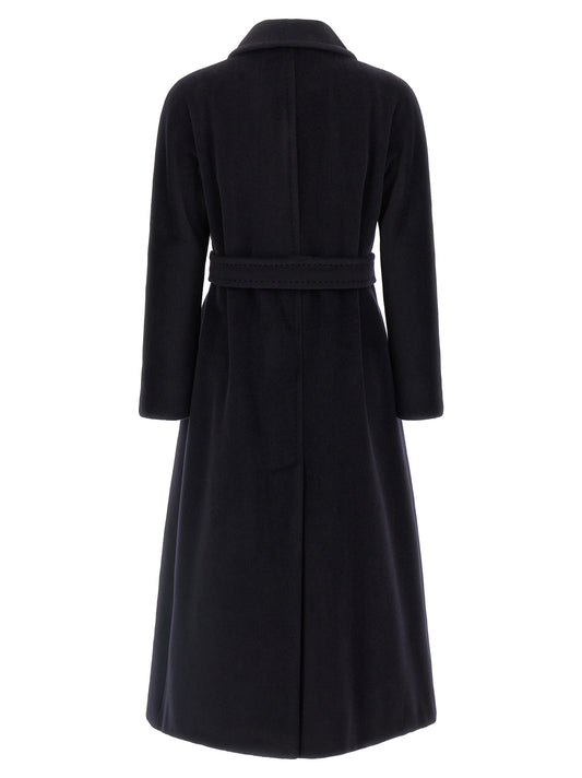 Max Mara Studio Tenzone Coat — Blue Wool Wrap Coat