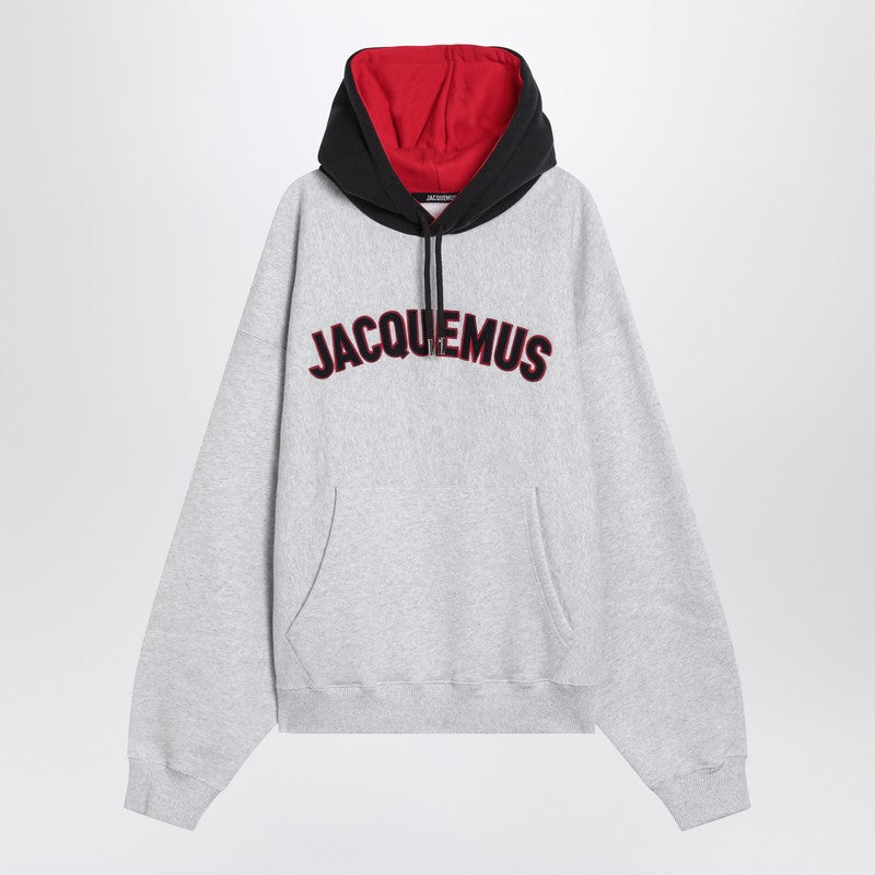 Jacquemus Le Hoodie Baseball sweatshirt in light grey cotton