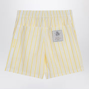 Jacquemus White yellow striped bermuda shorts with logo